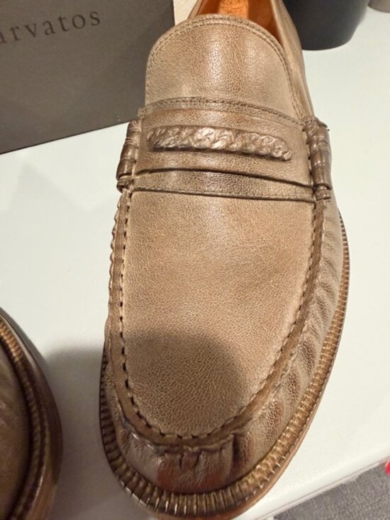 John Varvatos Hawthorne Chain Loafer Men’s 8.5 Brown Italian Leather Slip On Sho main image 9